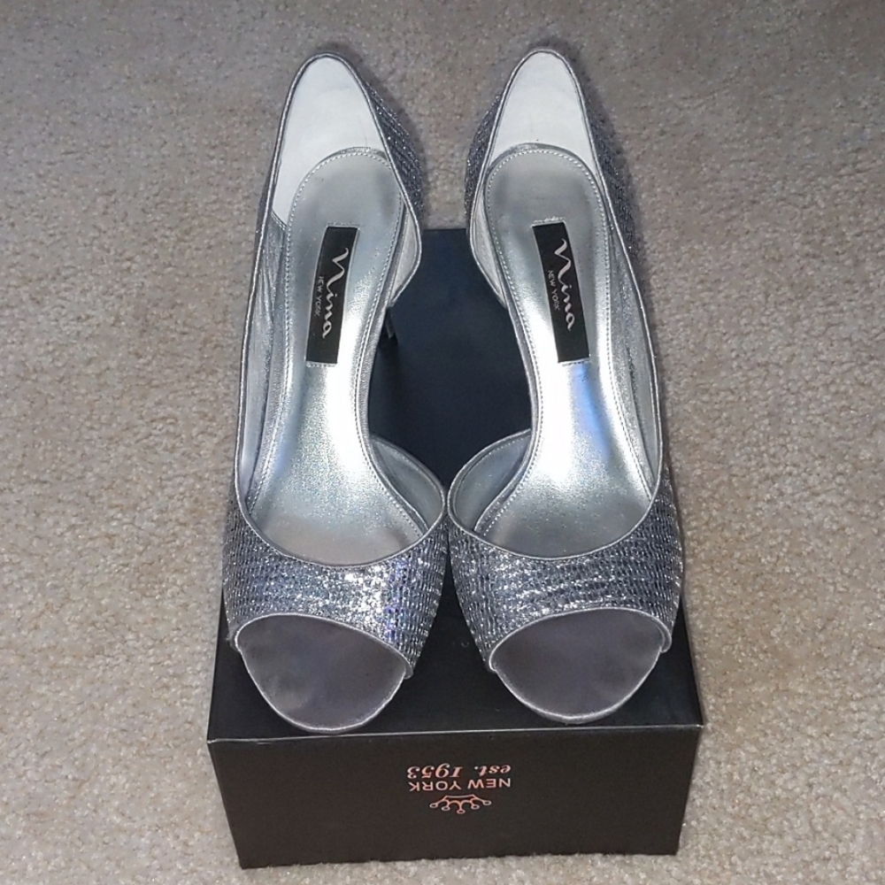 Open Toe Sequin Heels